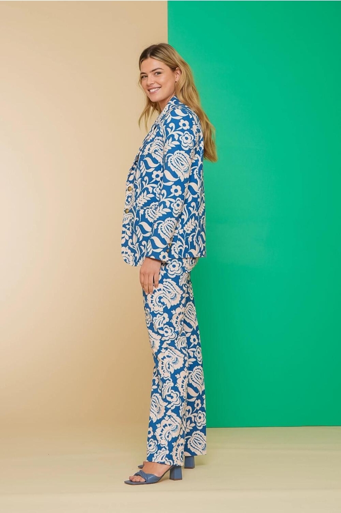BLAZER MET BLOEMENPRINT 45052 32 625 blue/off-white